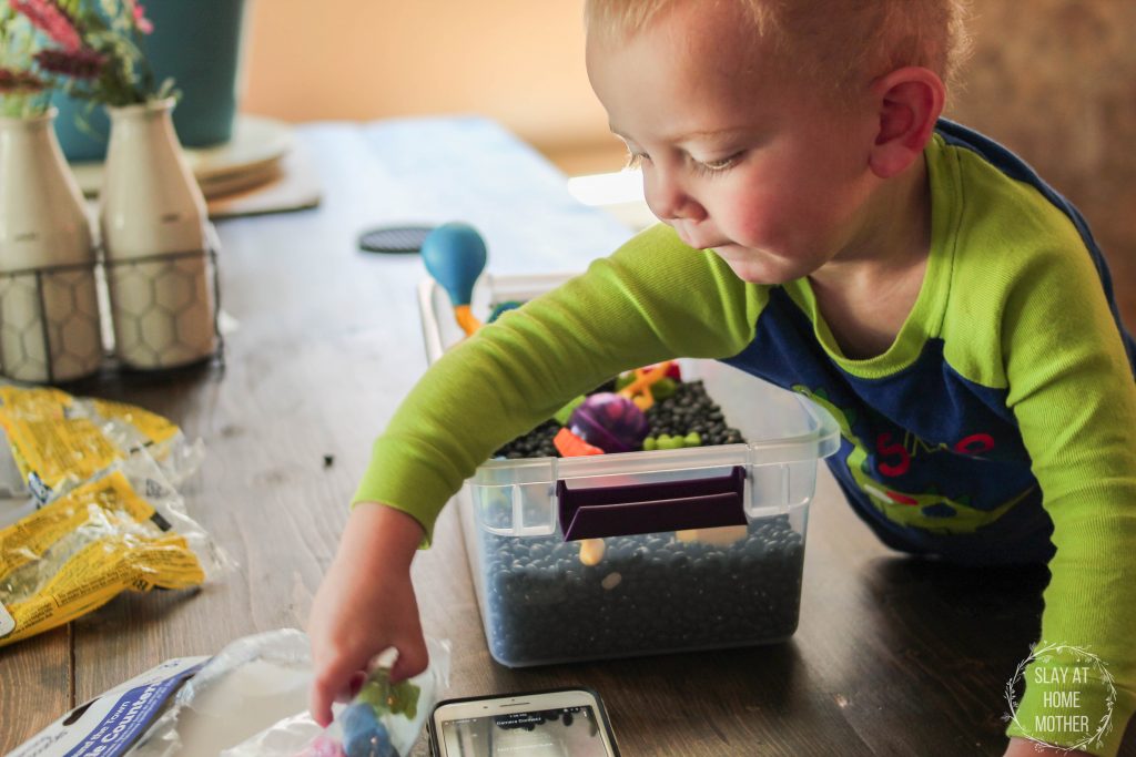 DIY Sensory Bin - #sensory #sensorybin #sensoryplay #slayathomemother SlayAtHomeMother.com