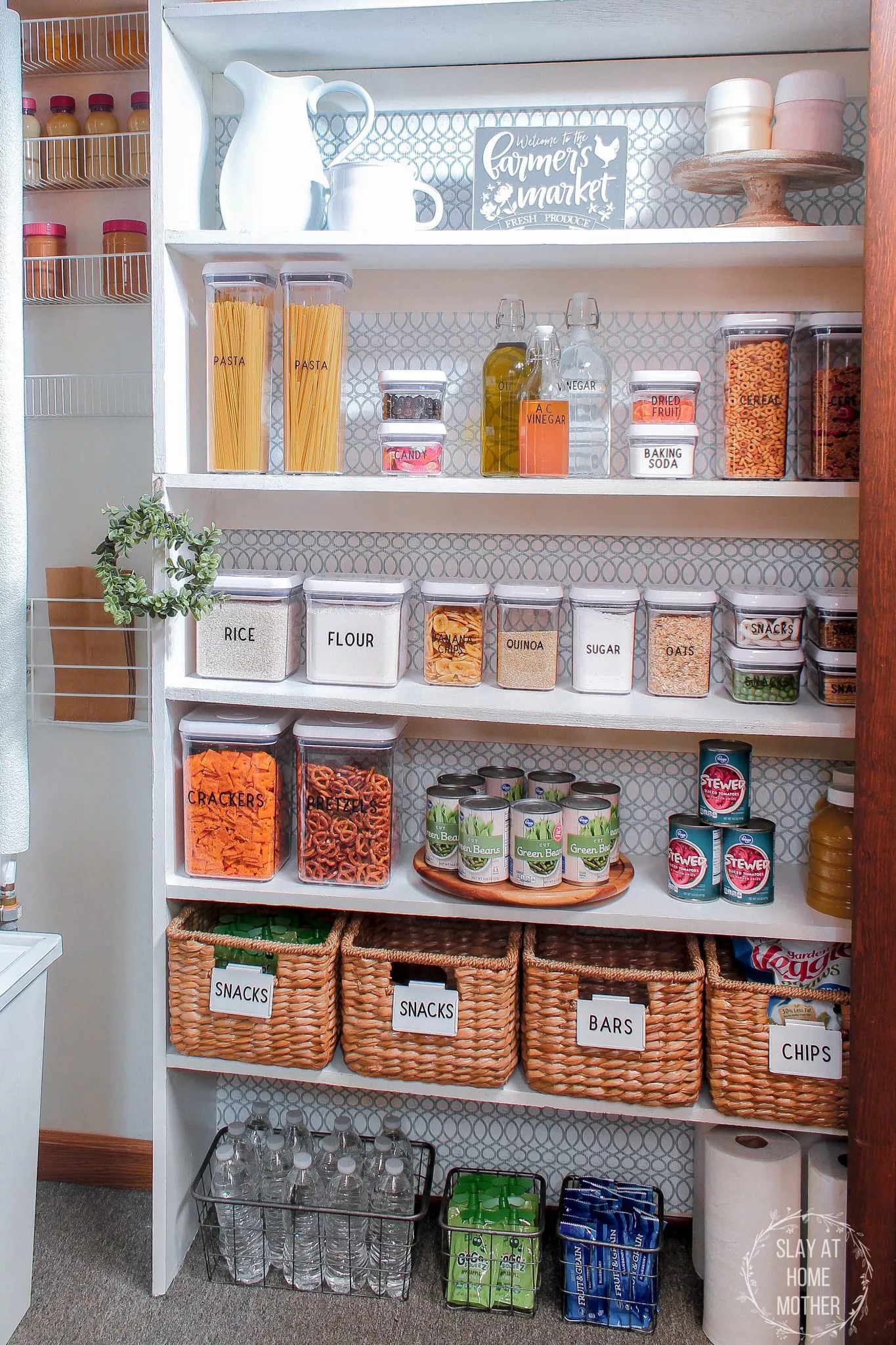 Easy DIY Farmhouse Pantry Refresh #pantryorganization #slayathomemother -- SlayAtHomeMother.com