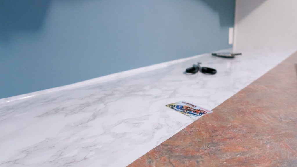 DIY Marble Countertops With Contact Paper via SlayAtHomeMother.com #contactpaper #diy #diycountertops #contactpapercounters #slayathomemother