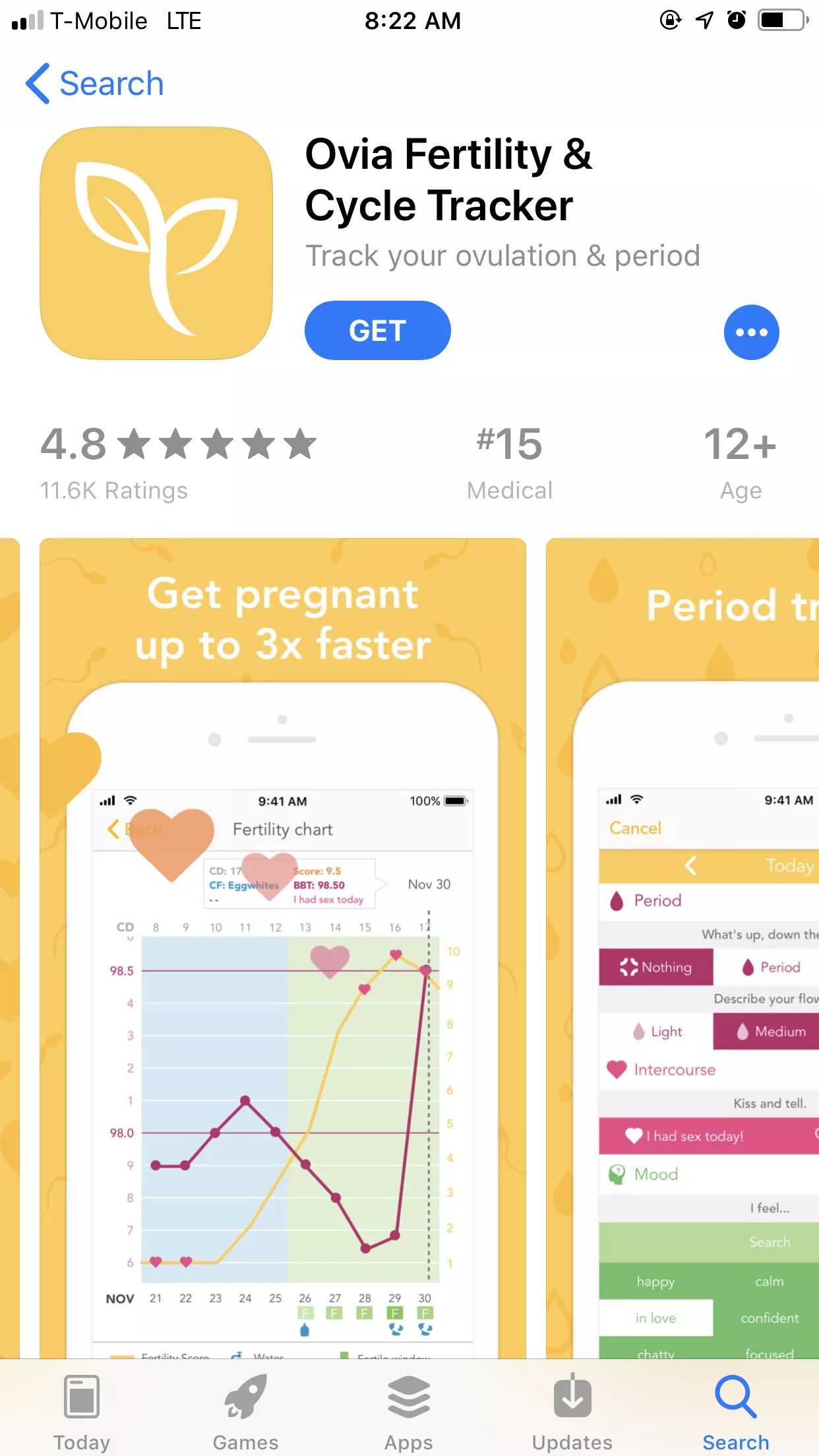 Ovia Fertility App screenshot