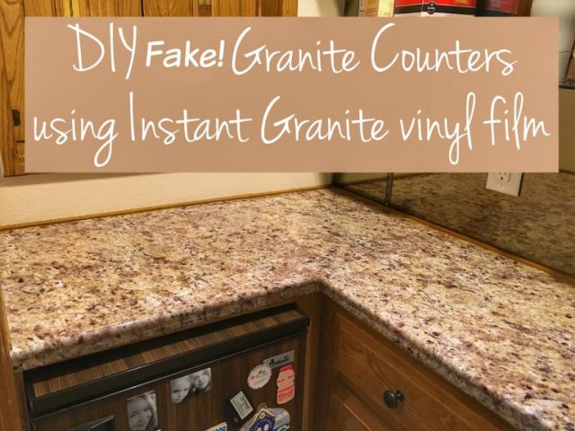 DIY Faux Granite Countertops Using Vinyl from ThreeDifferentDirections.com -- Slayathomemother.com