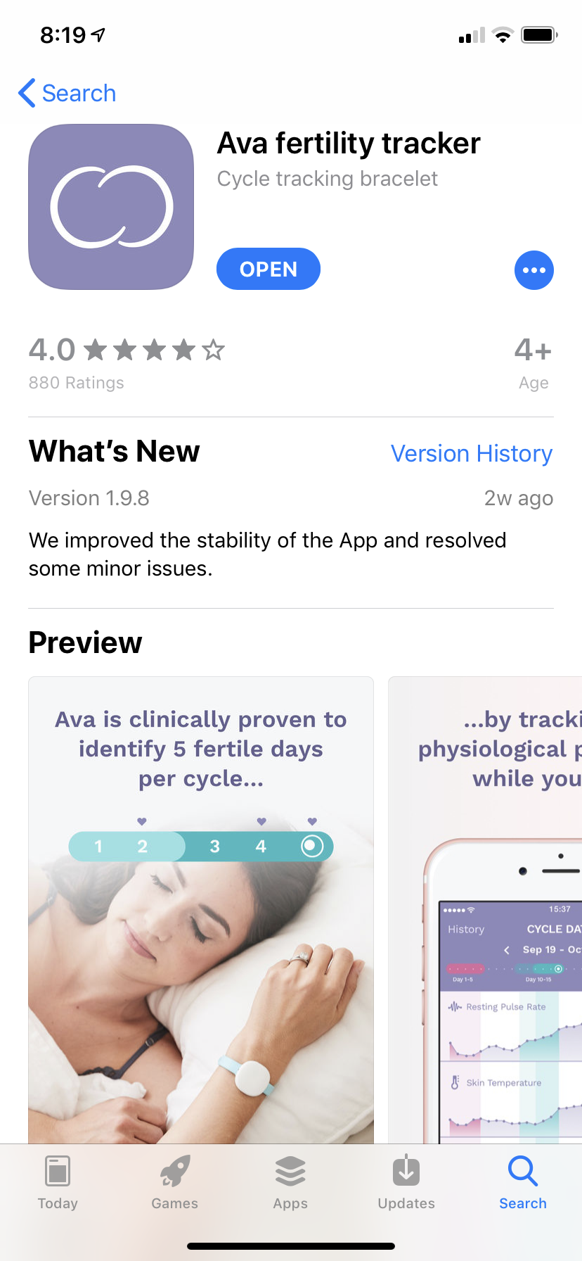 fertility apps - ava fertility app