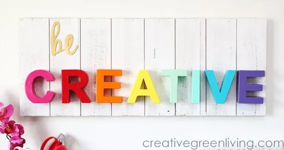 Be Creative Pallet Sign from CreativeGreenLiving -- SlayAtHomeMother.com