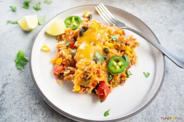 Vegetarian Mexican Casserole With Rice And Beans From PipingPotCurry.com