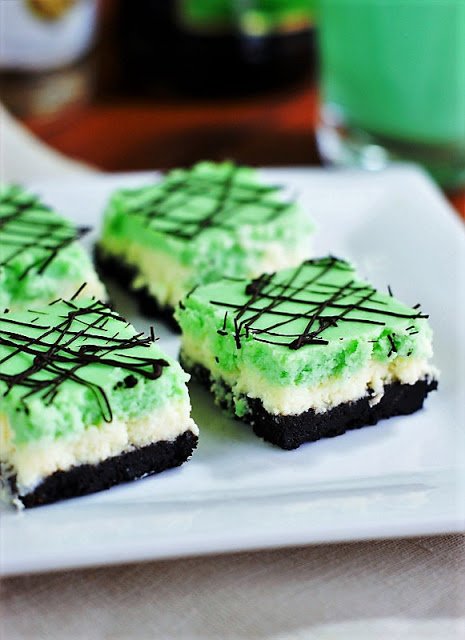 Grasshopper-Cheesecake-Squares-Image from TheKitchenIsMyPlayground.com - SLAYathomemother.com