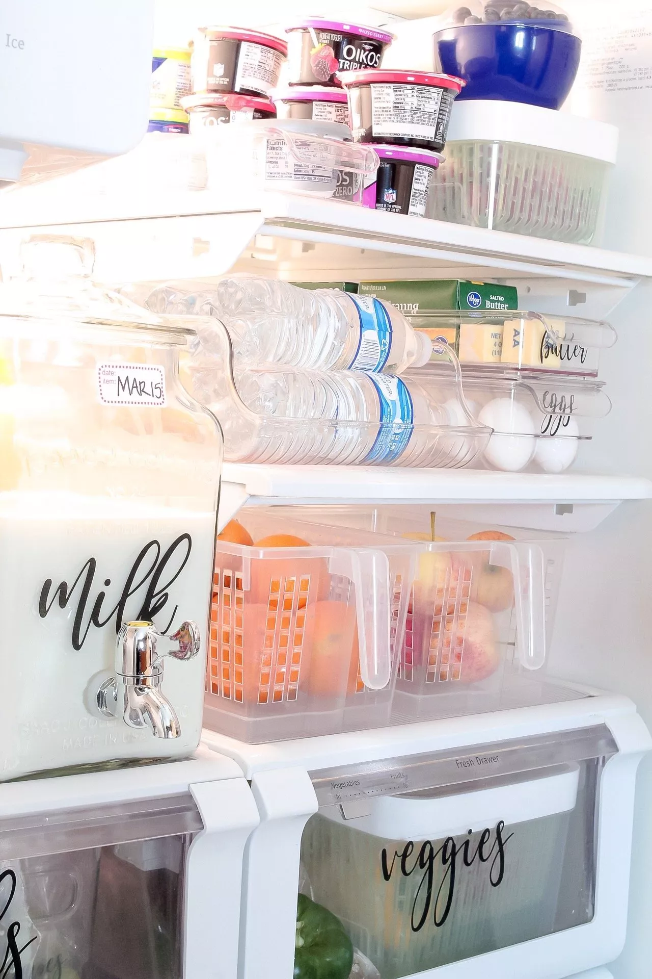 Organized fridge using containers