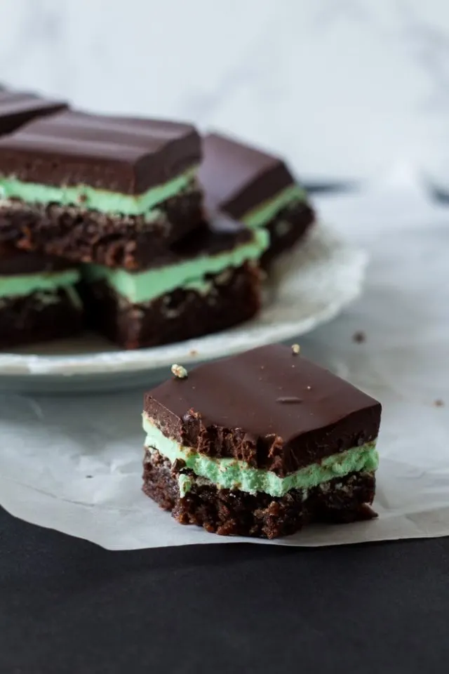 Mint-Brownies-with-Chocolate-Ganache- from ChocolateWithGrace.com -- SLAYathomemother.com