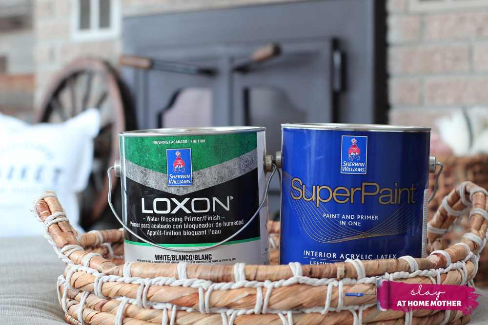 Primer and paint you need for painting a brick fireplace (loxon primer and superpaint from sherwin-williams)