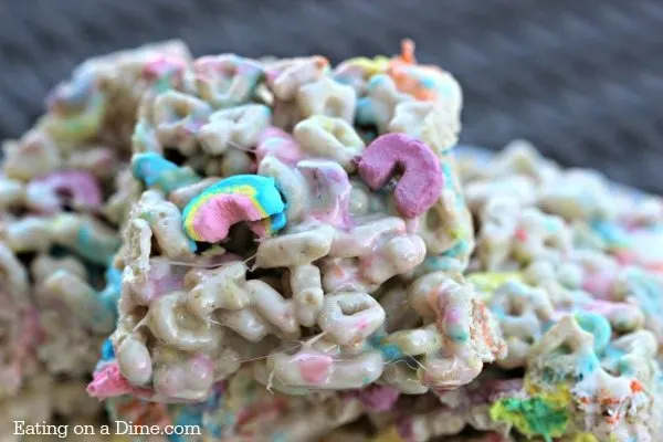 Lucky Charms Marshmallow Treats from EatingOnADime.com -- SLAYathomemother.com