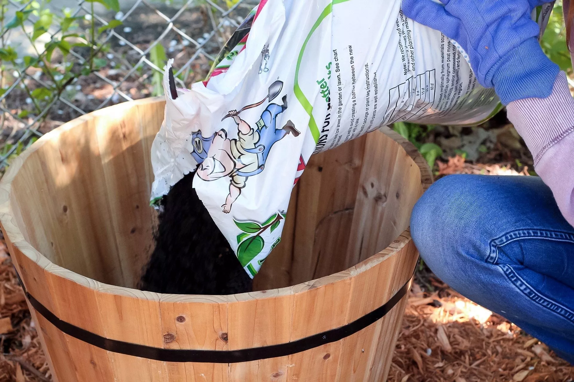 gardening tips - filling barrel