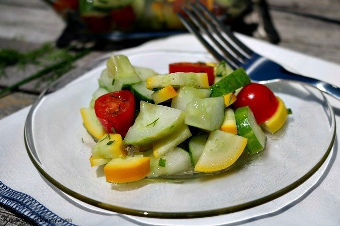 Squash Cucumber Tomato Garden Salad