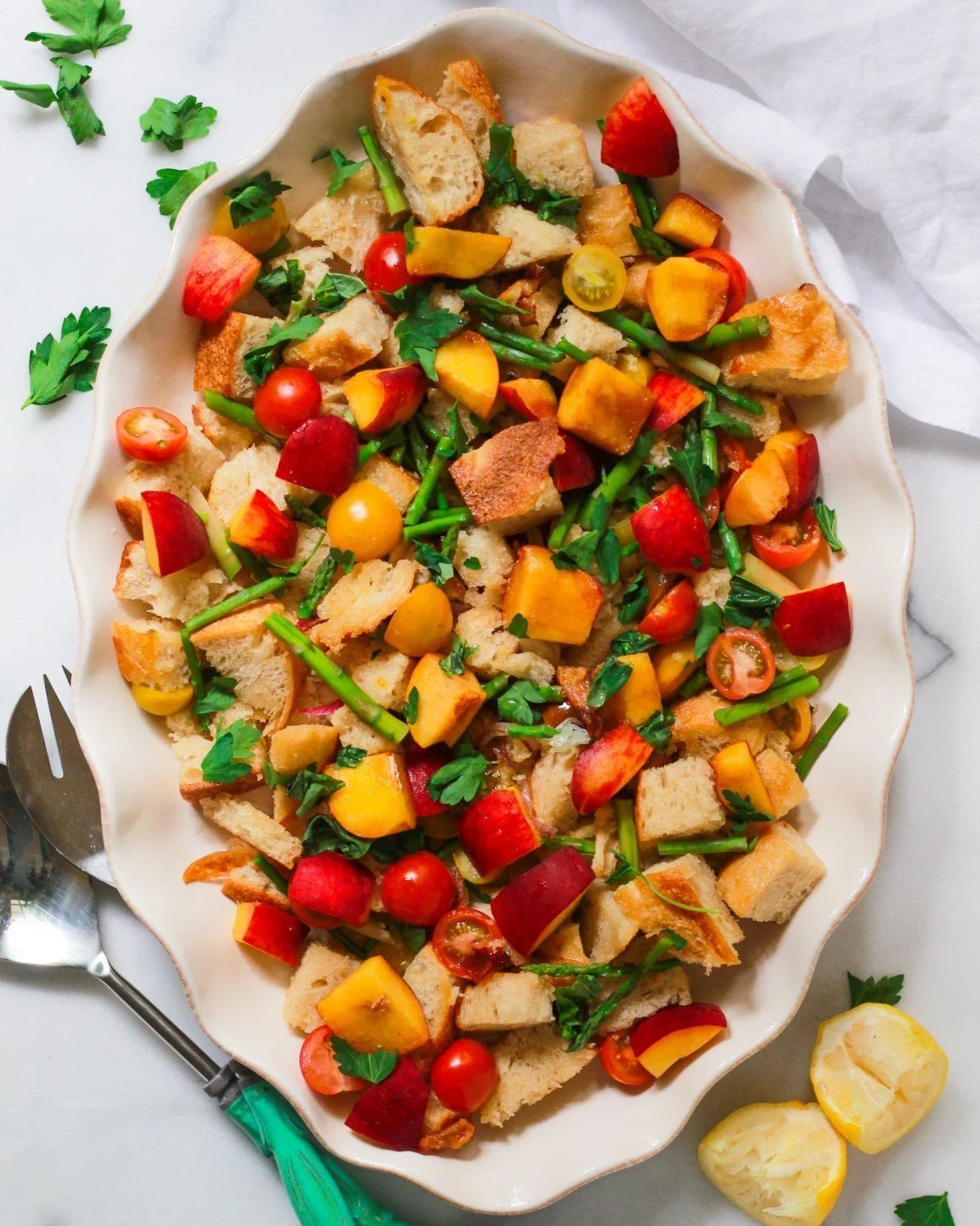 Peach And Tomato Panzanella Salad