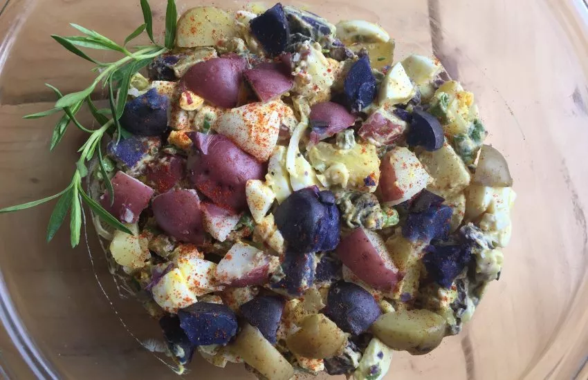 red white and blue potato salad