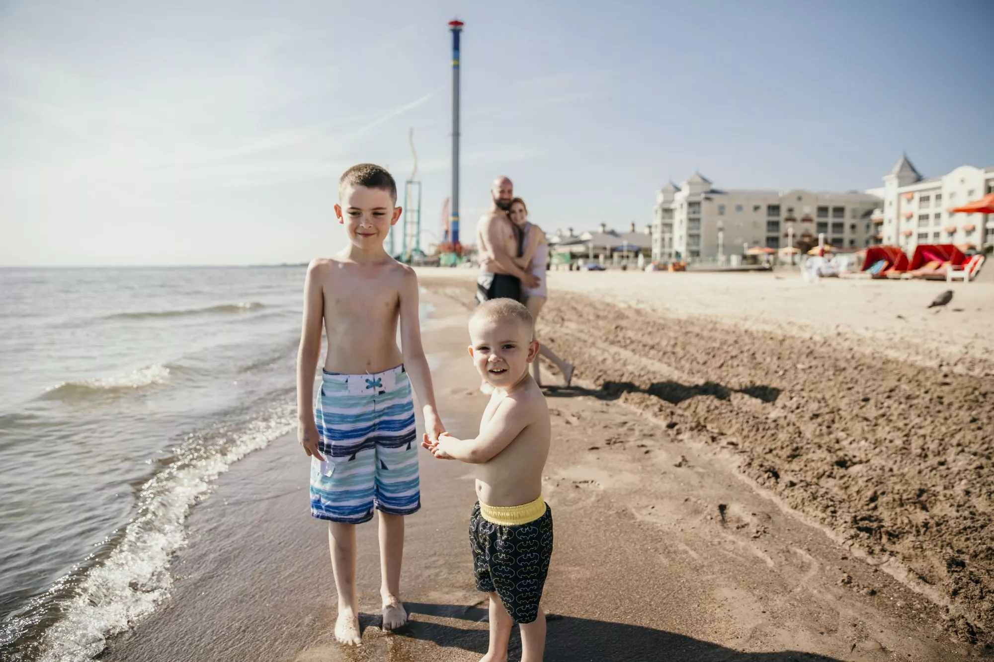 on the beach at hotel breakers in cedar point