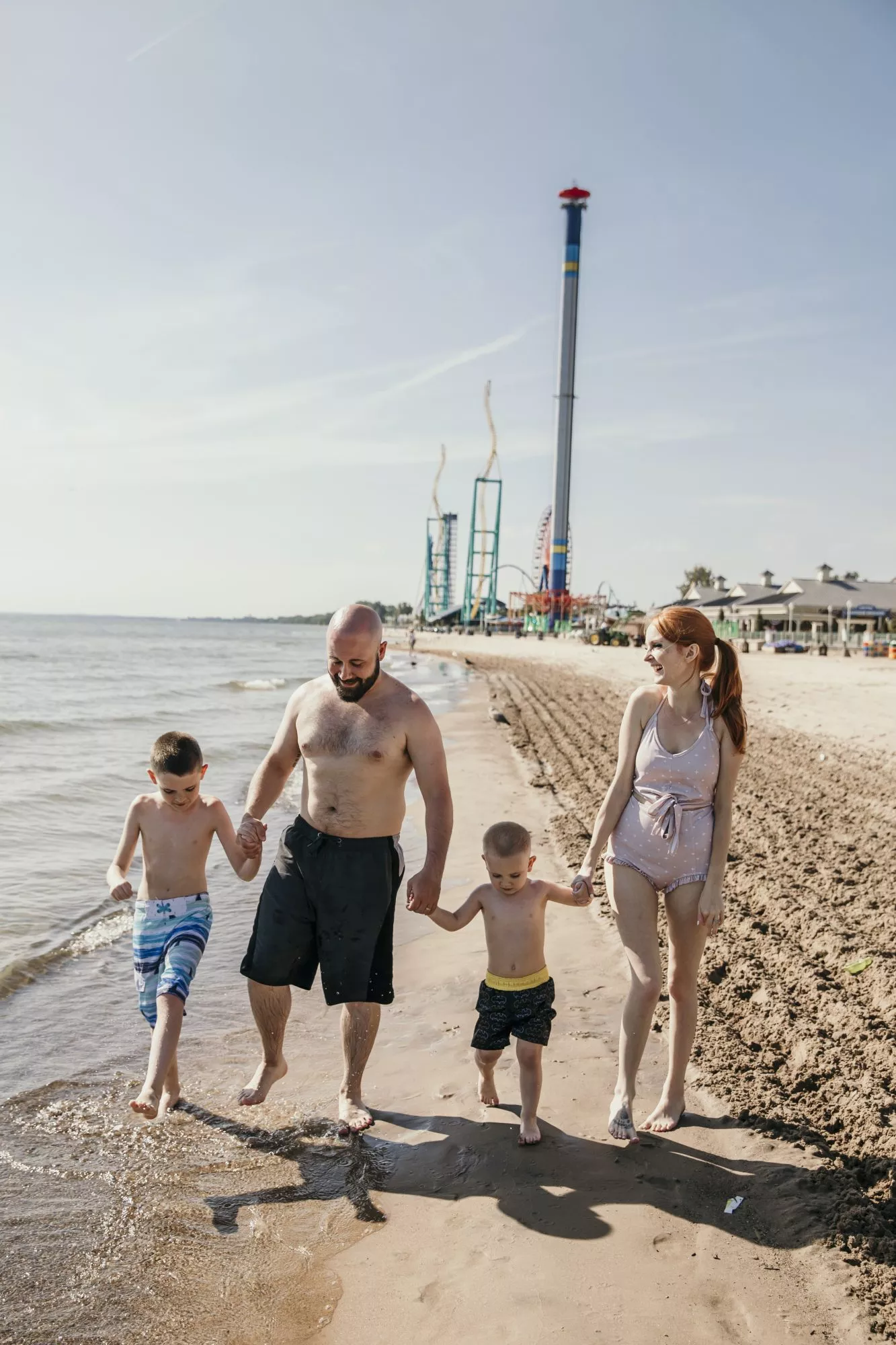 walking along the beach at hotel breakers in cedar point