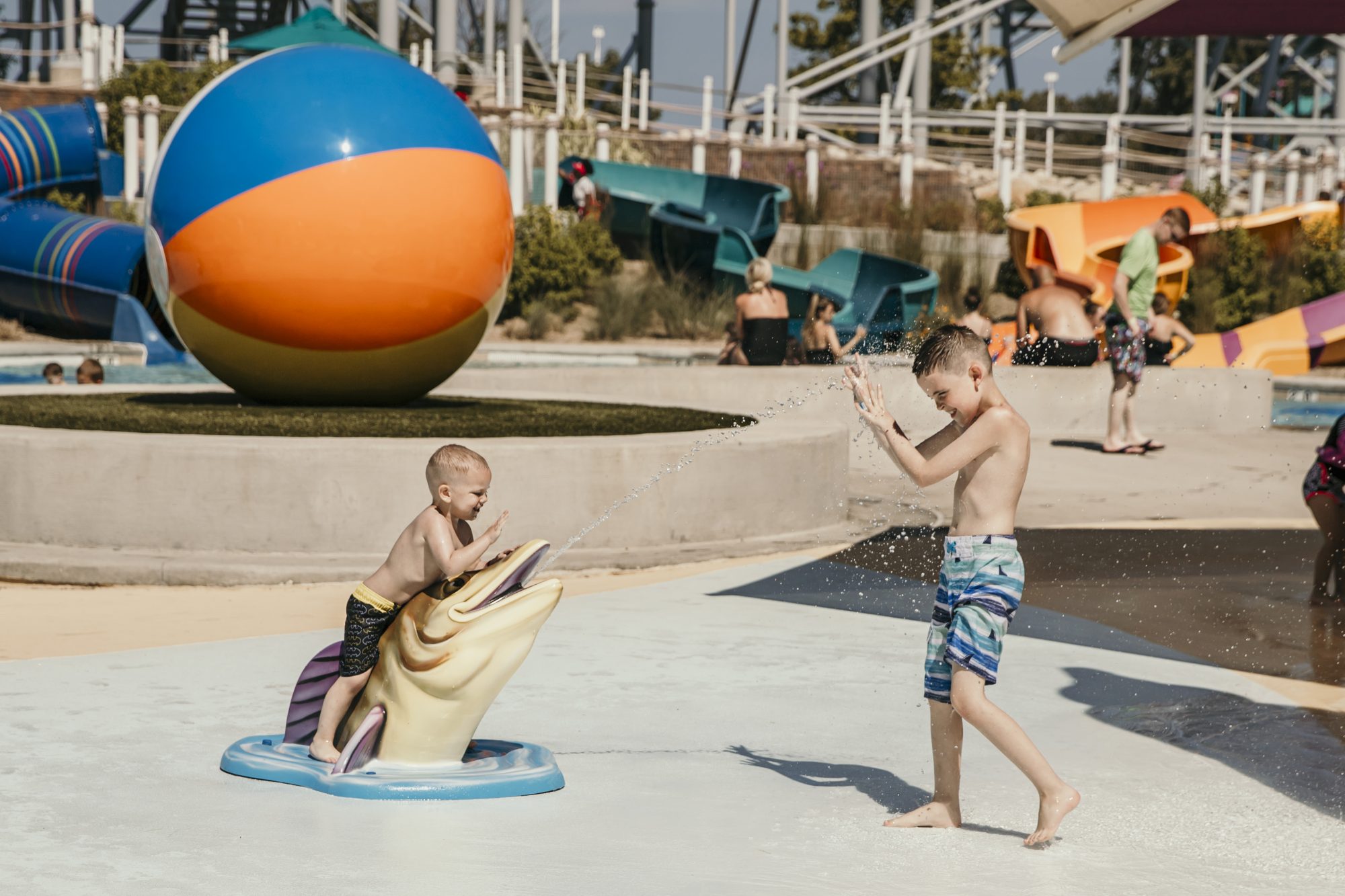 the boys playing in the water together in cedar point shores