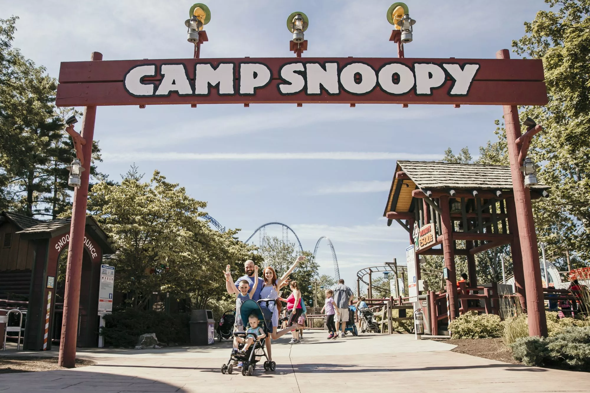 standing in front of camp snoopy at cedar point