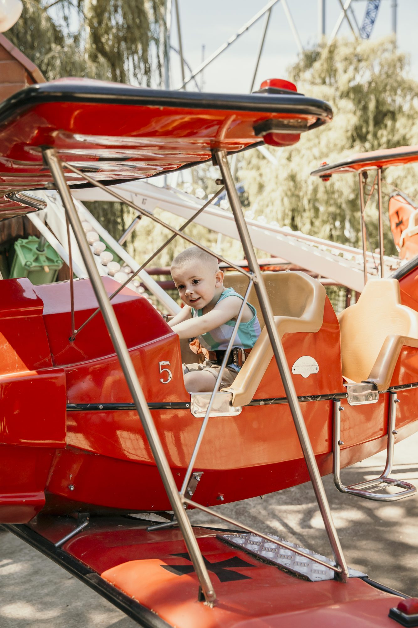 jax riding his first ride in cedar point