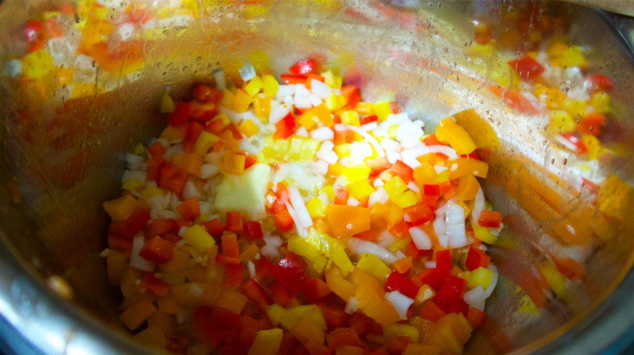 diced onions and peppers