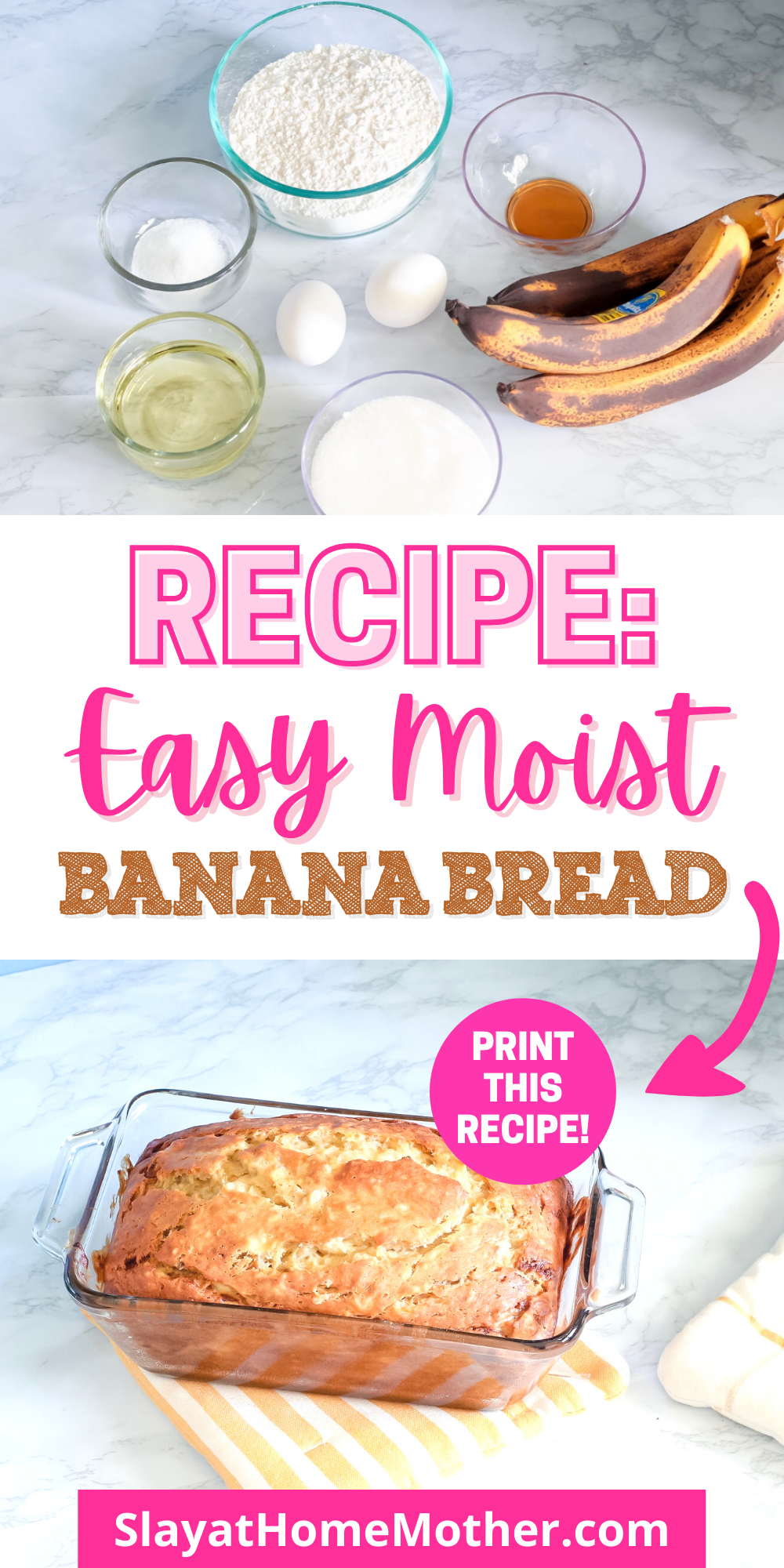 easy moist banana bread recipe pin