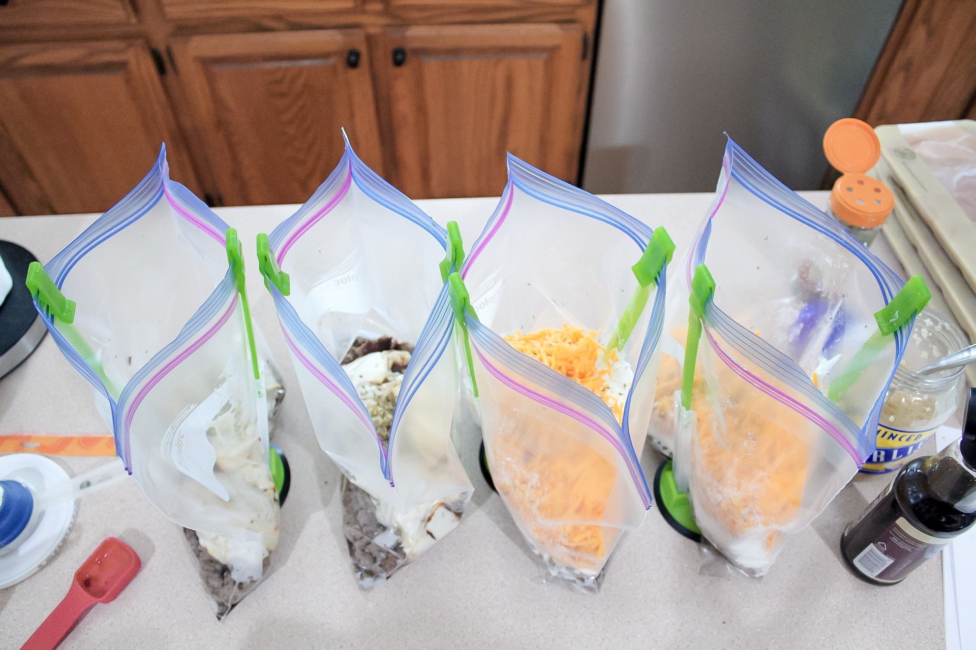 filling freezer meal bags