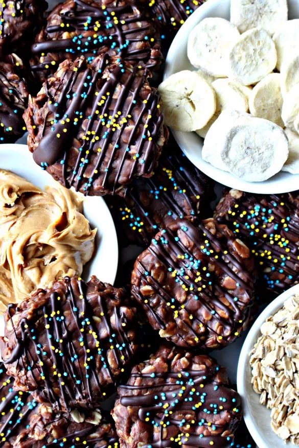 no bake chocolate peanut butter banana cookies