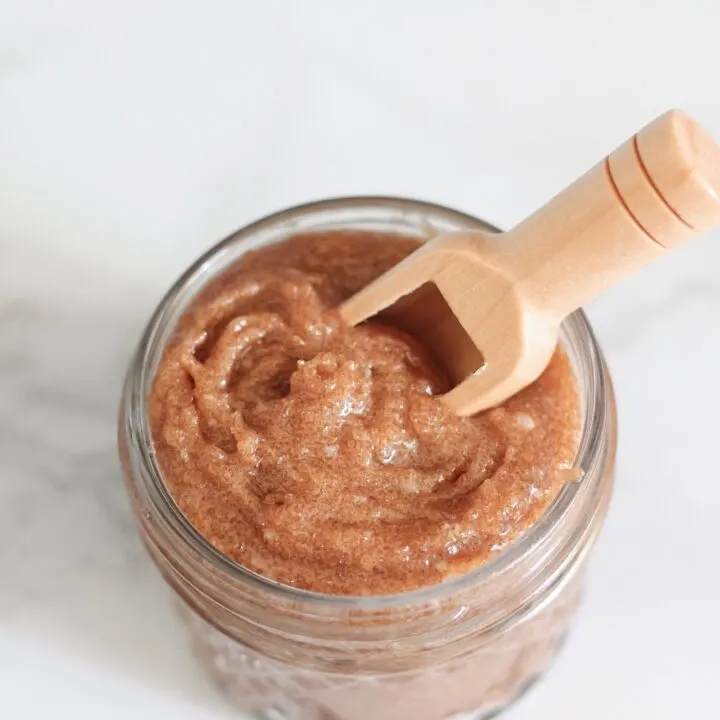 homemade sugar scrub with scoop