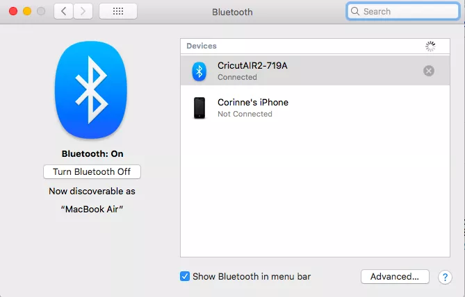 Connect Cricut Explore air 2 to Bluetooth