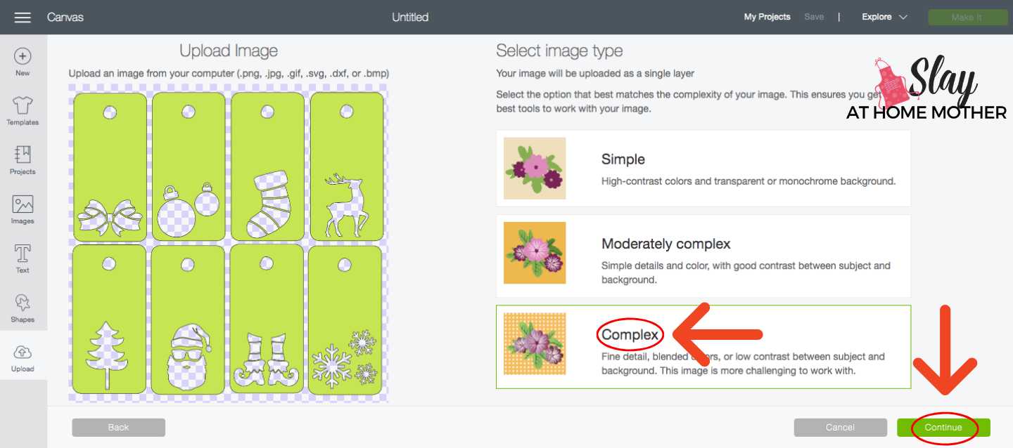 Import settings: complex image type cricut design space