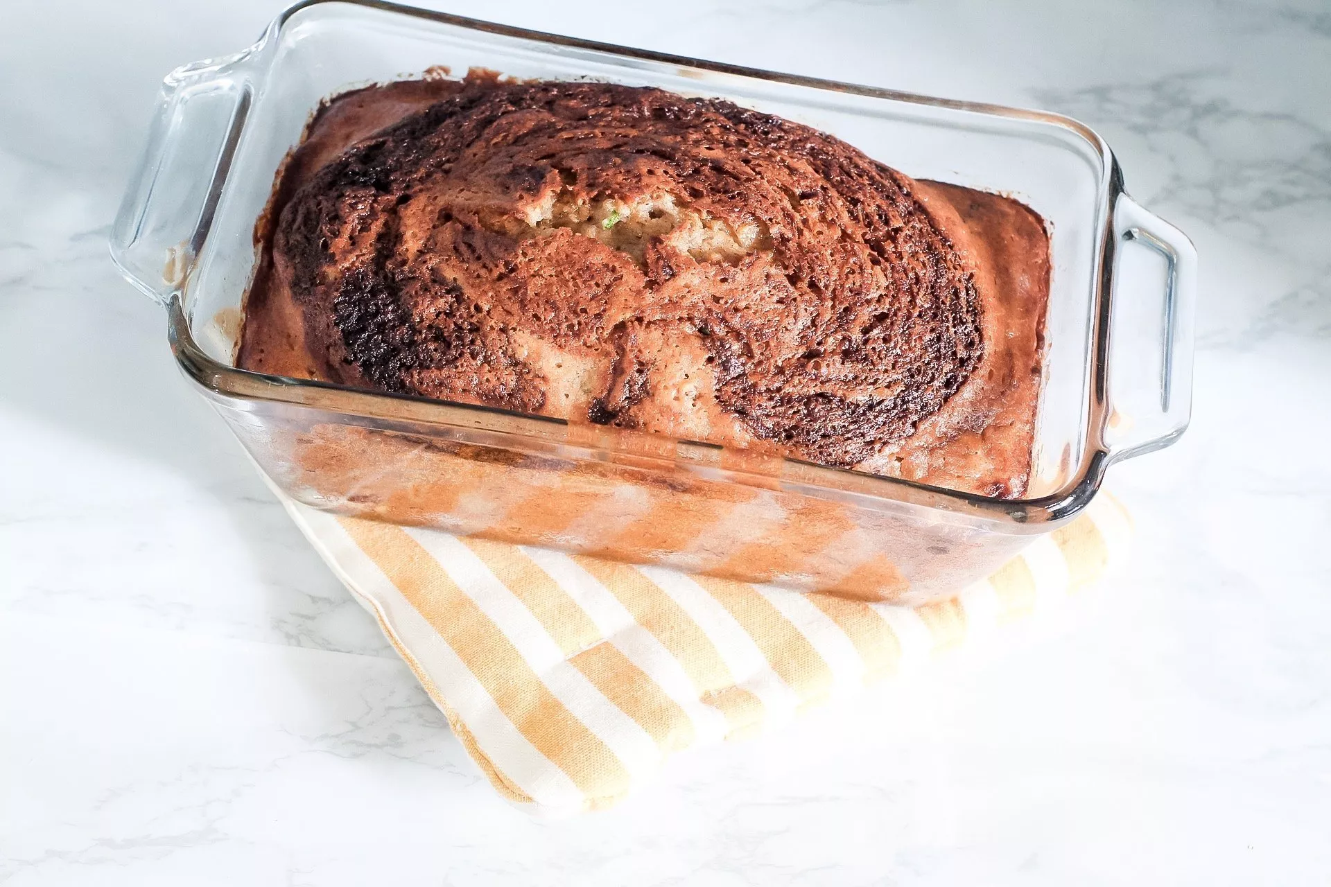 zucchini banana bread in loaf pan