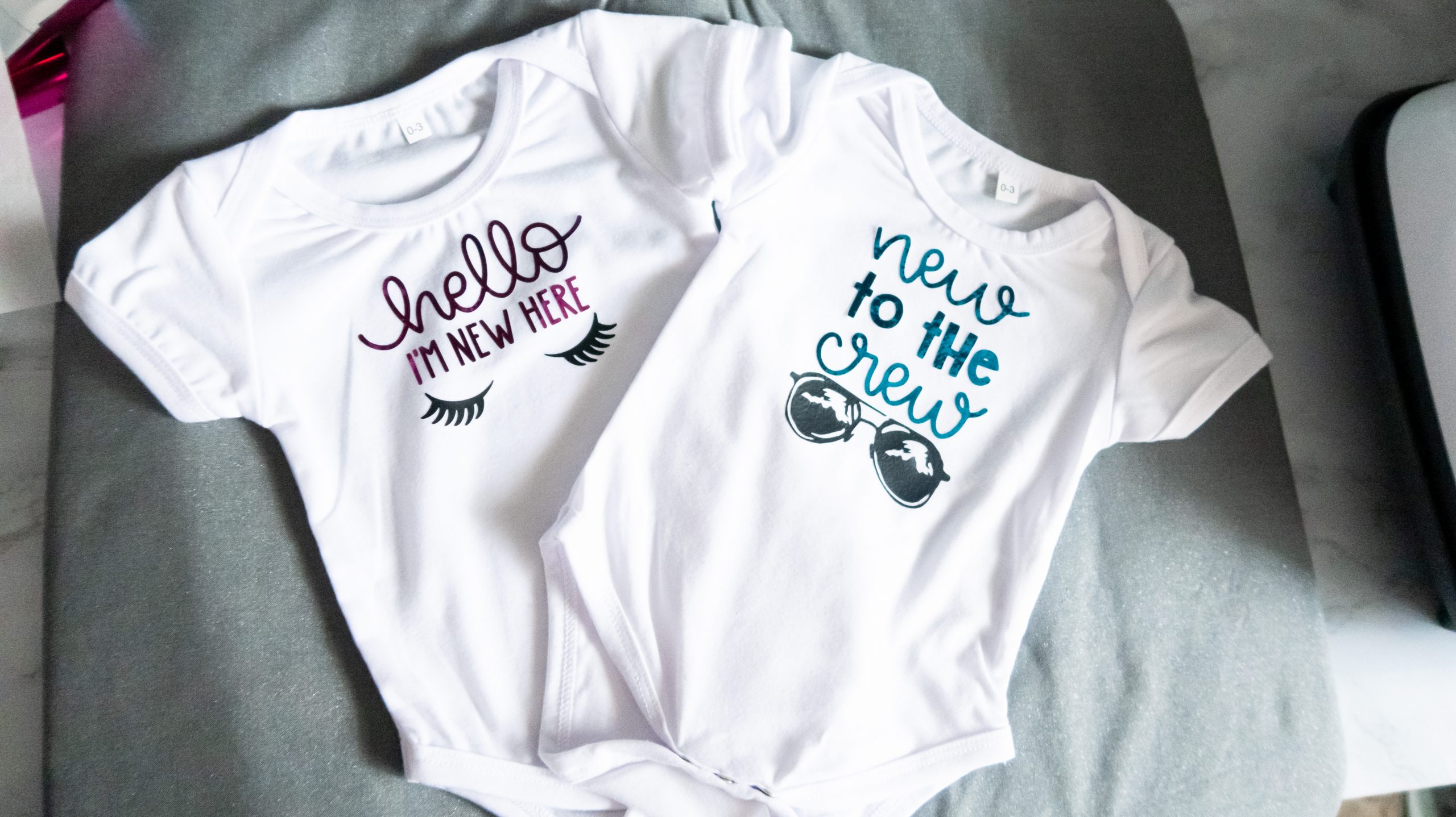 finished cricut explore air 2 project - baby onesies