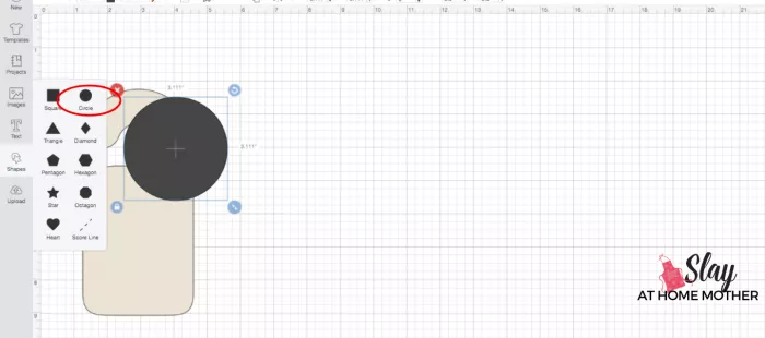 insert circle shape design space screenshot