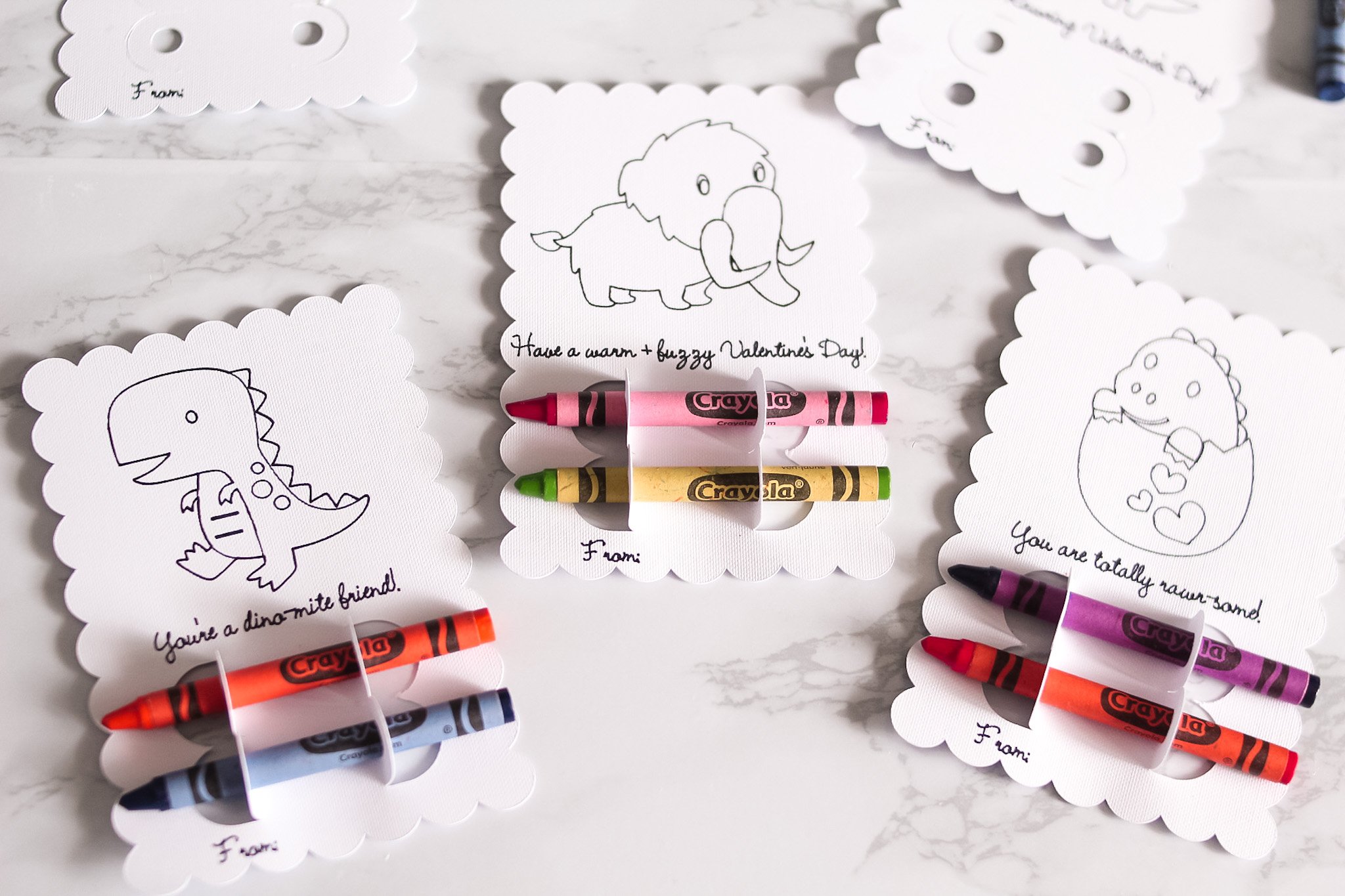 blank dinosaur crayon cards