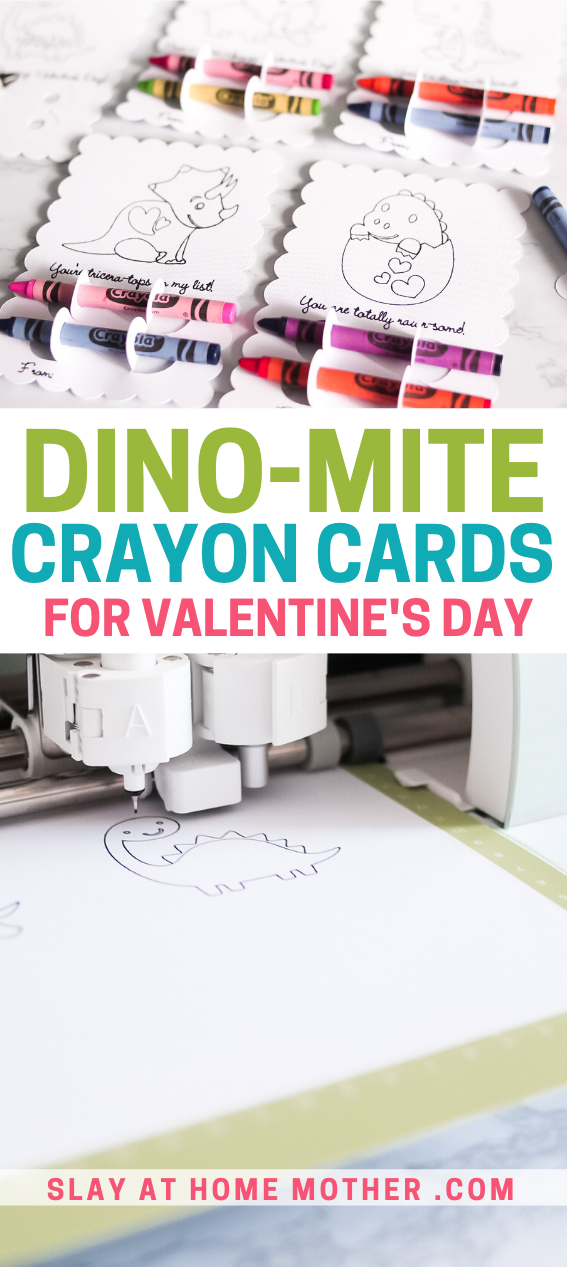 valentine's day dinosaur crayon cards