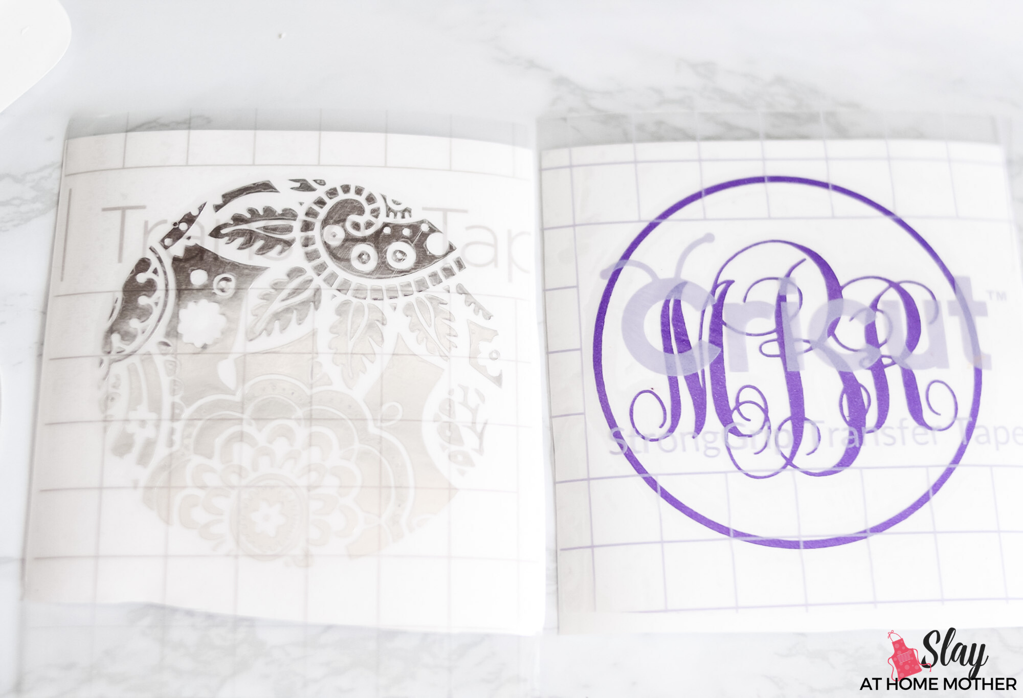 diy monogram decals on transfer tape