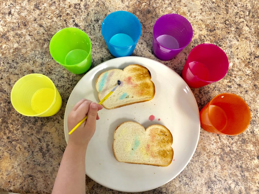 indoor activities for kids: rainbow toast