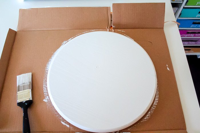 painted white round sign