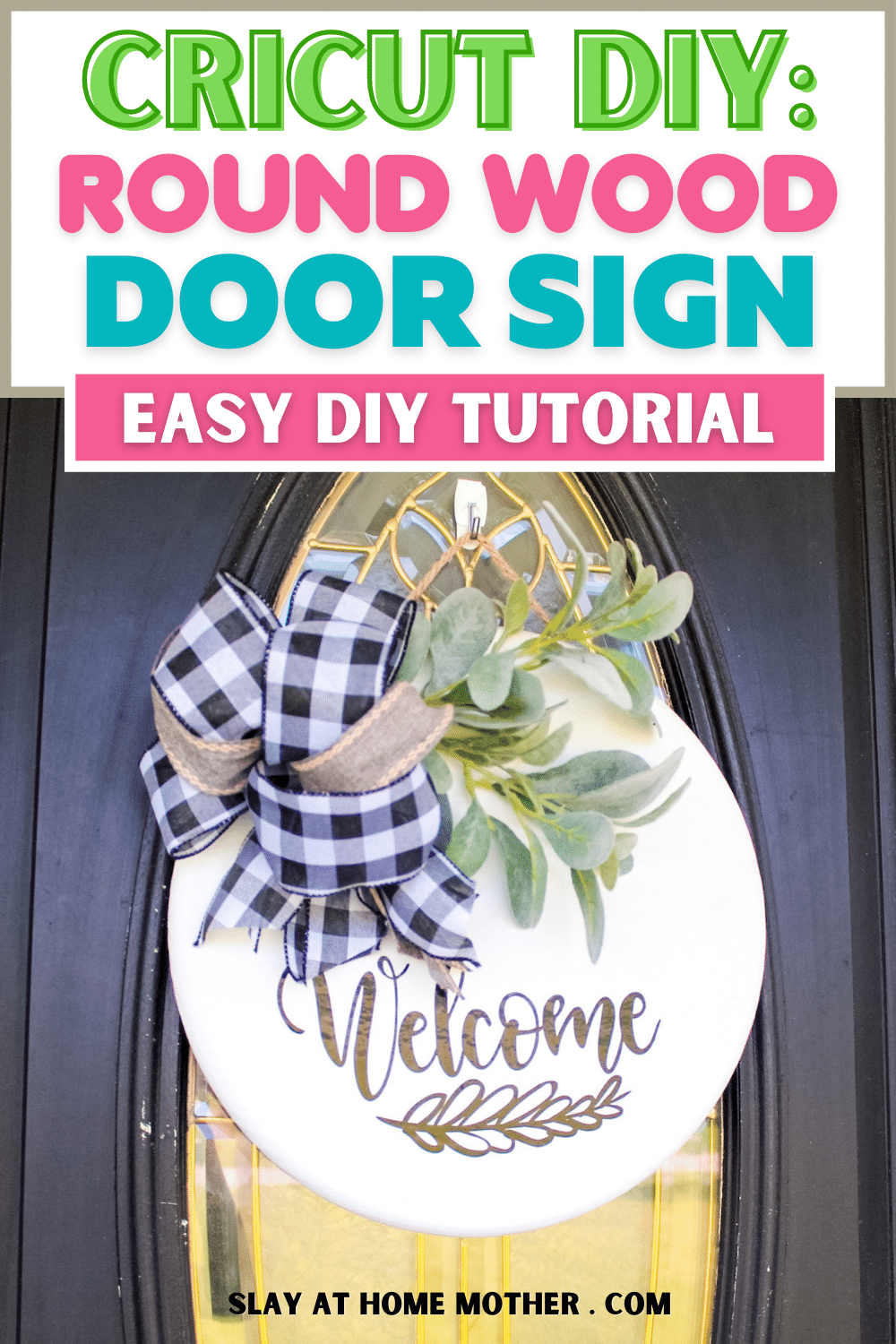 diy round wood door sign pinterest image