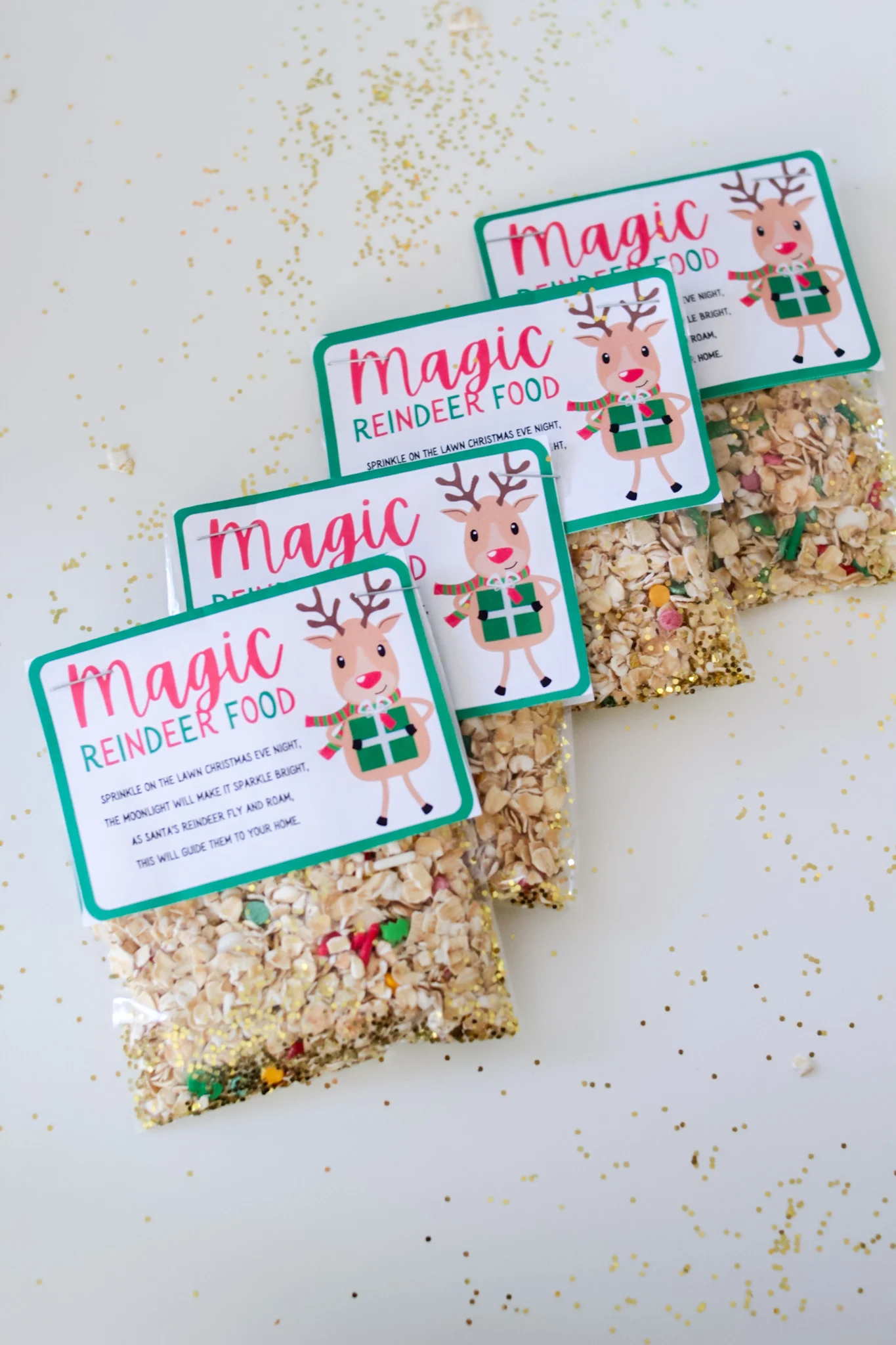 reindeer food recipe and poem finished treat bags
