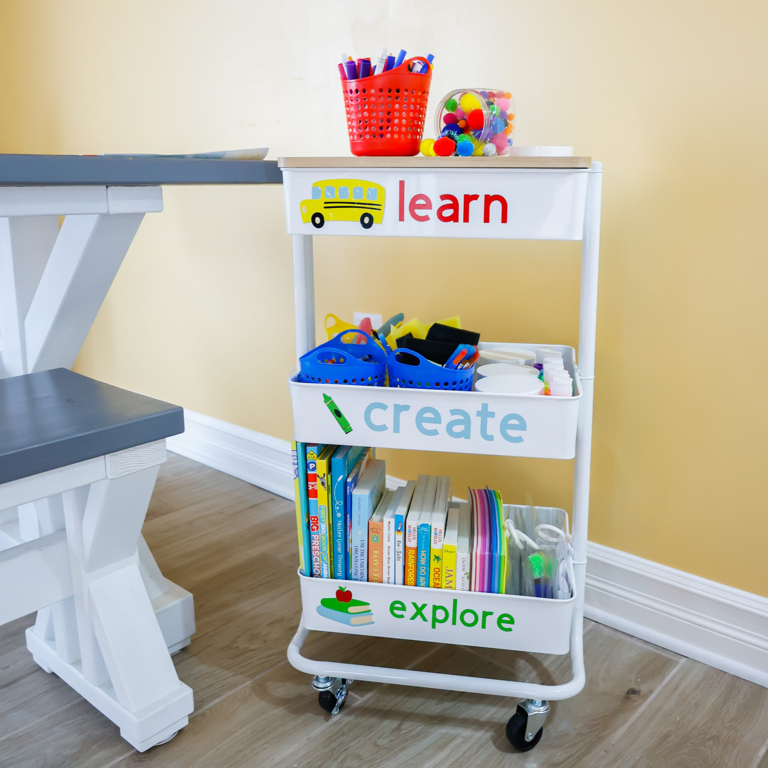 Homeschool Cart Makeover: Lexington 3-Tier Rolling Cart