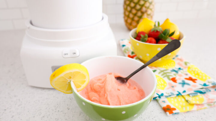 Homemade Strawberry Lemonade Sorbet