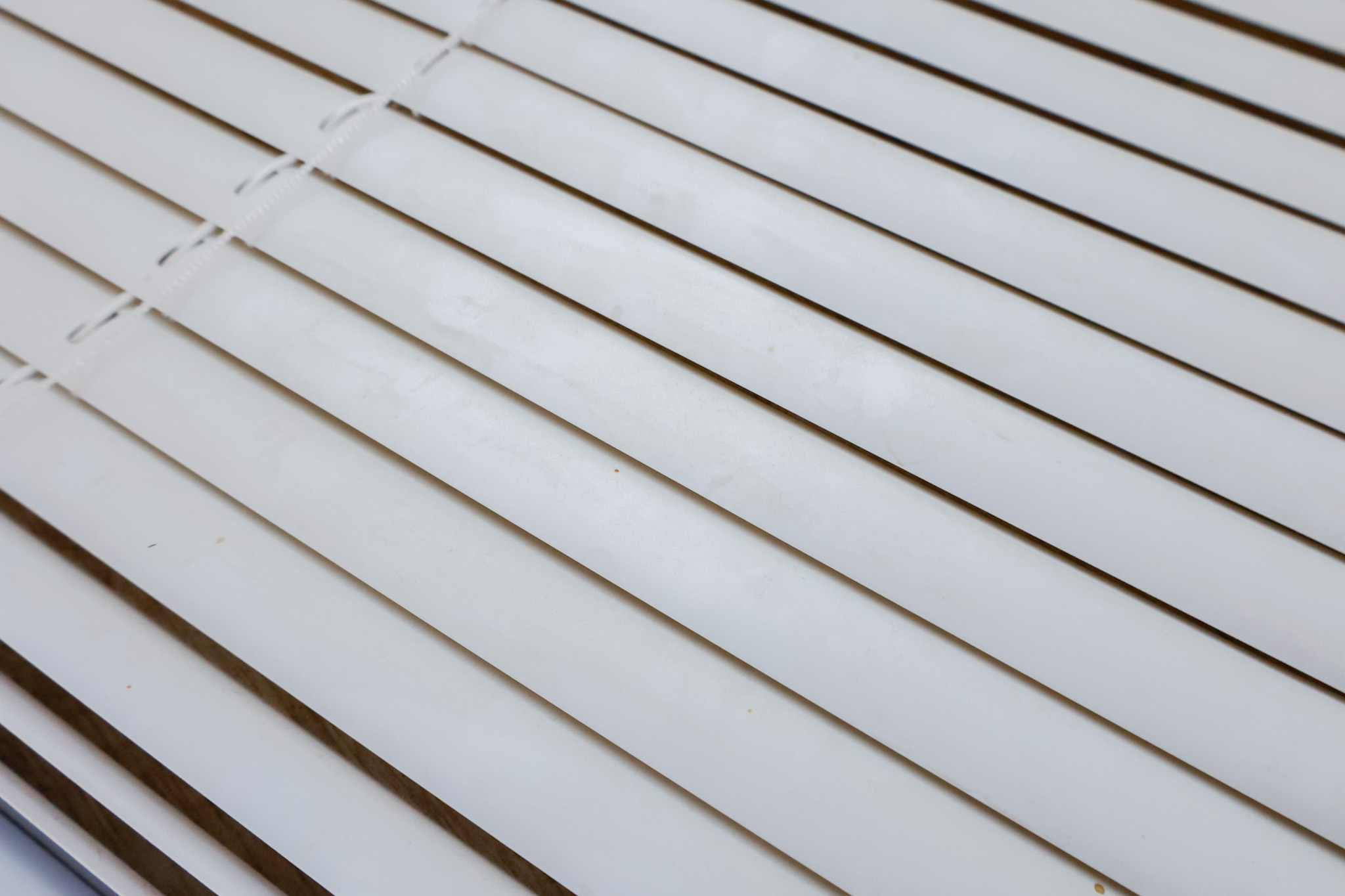 closeup shot of mini blinds slats covered with dust