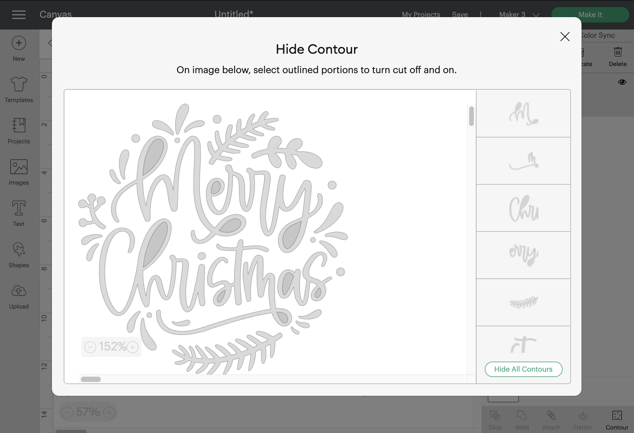 cricut design space contour screenshot