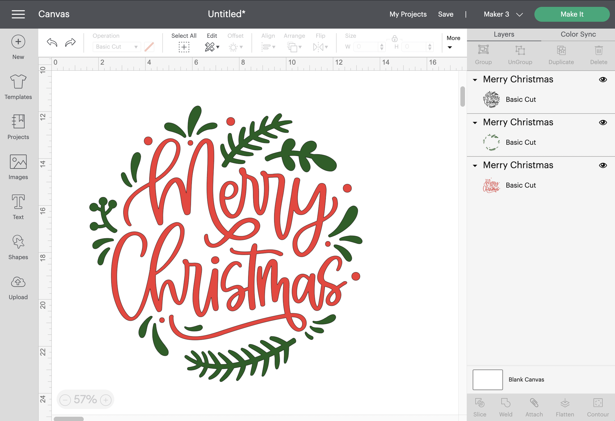 merry christmas wood sign design in design space screenshot