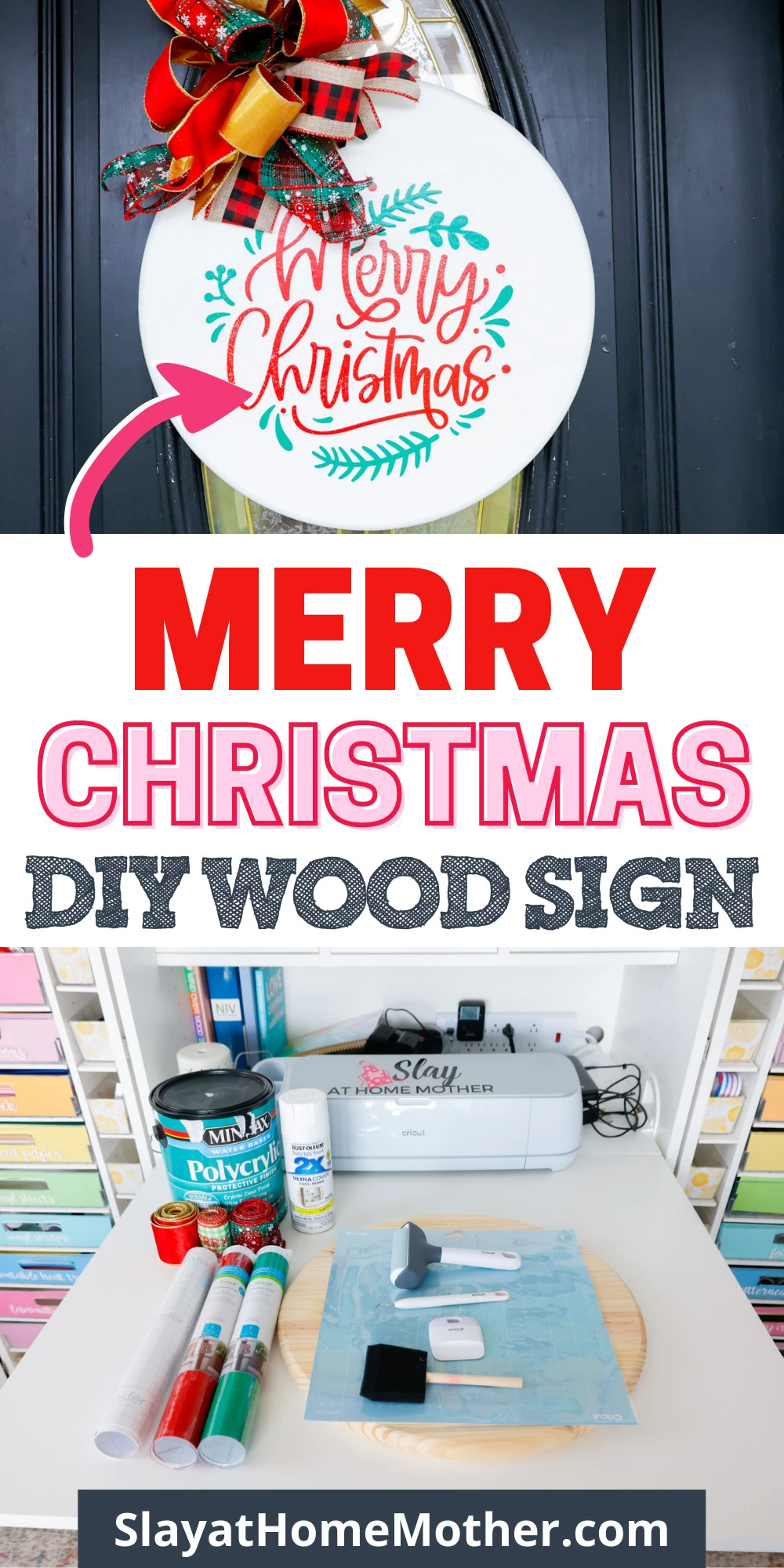 merry christmas wood sign pin