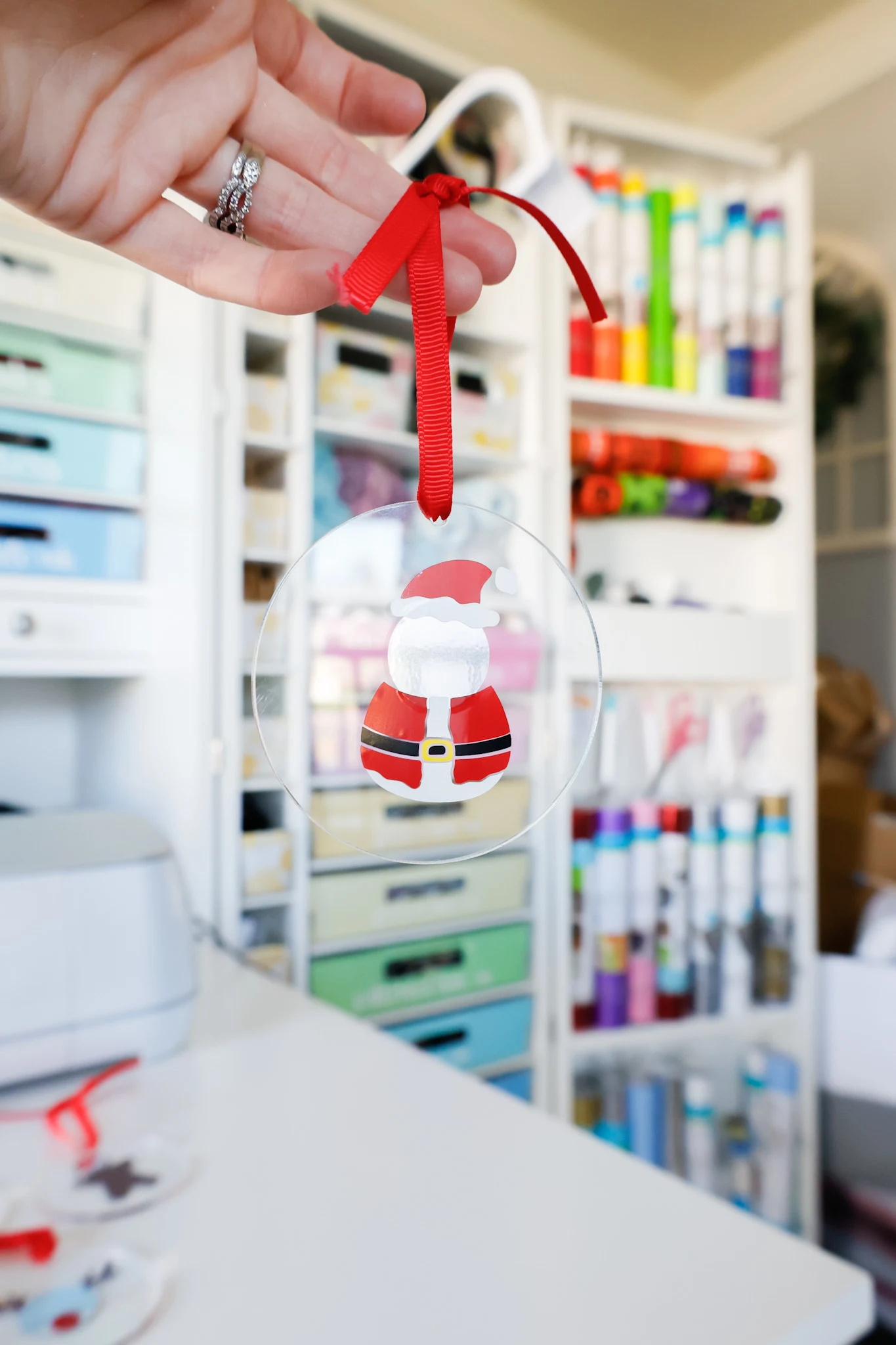 santa portrait style reflection acrylic ornament