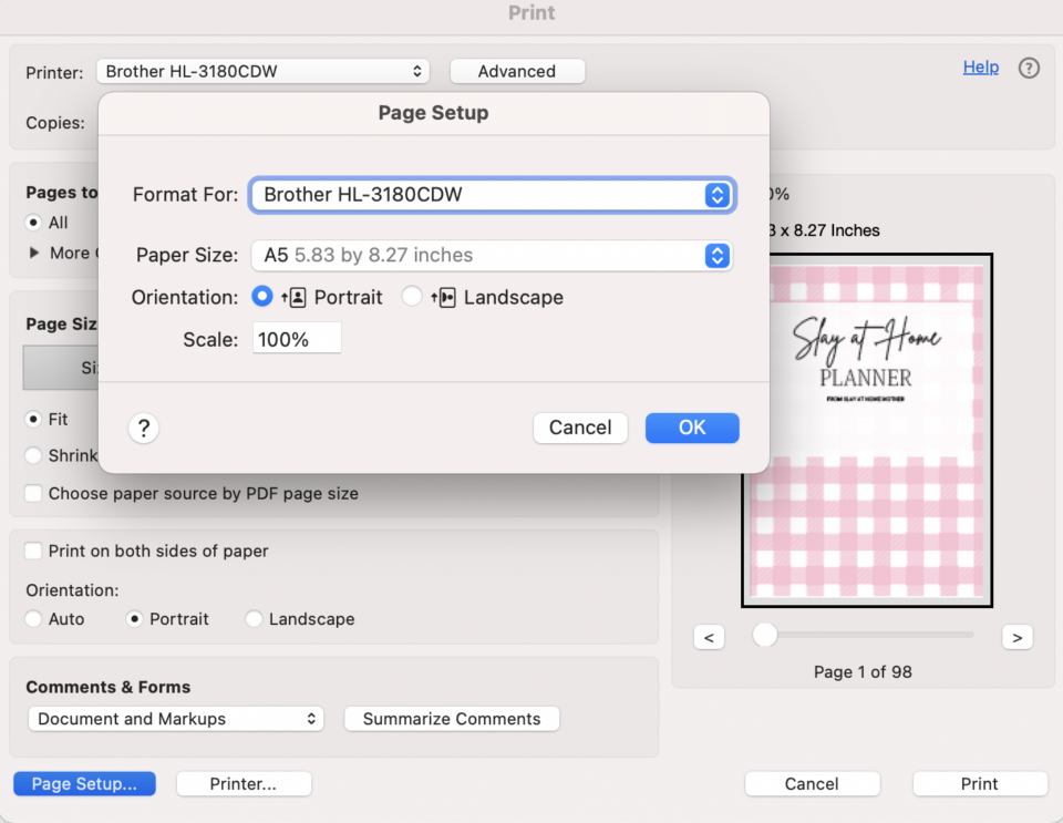 How to print a5 size on letter paper with screenshots 