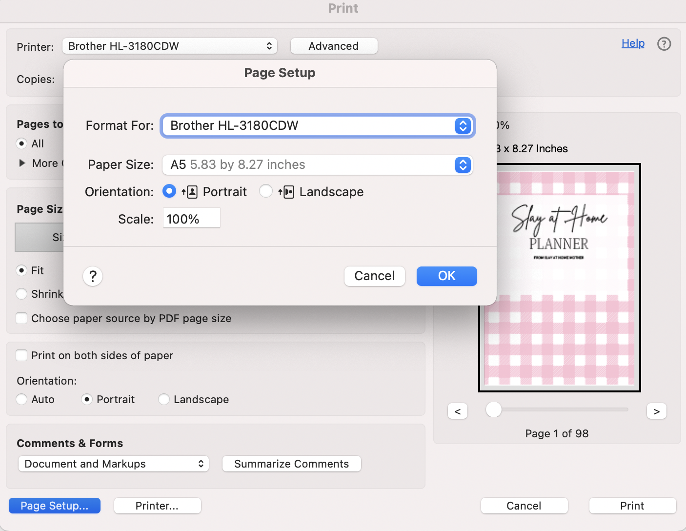 adobe acrobat change paper print size to a5