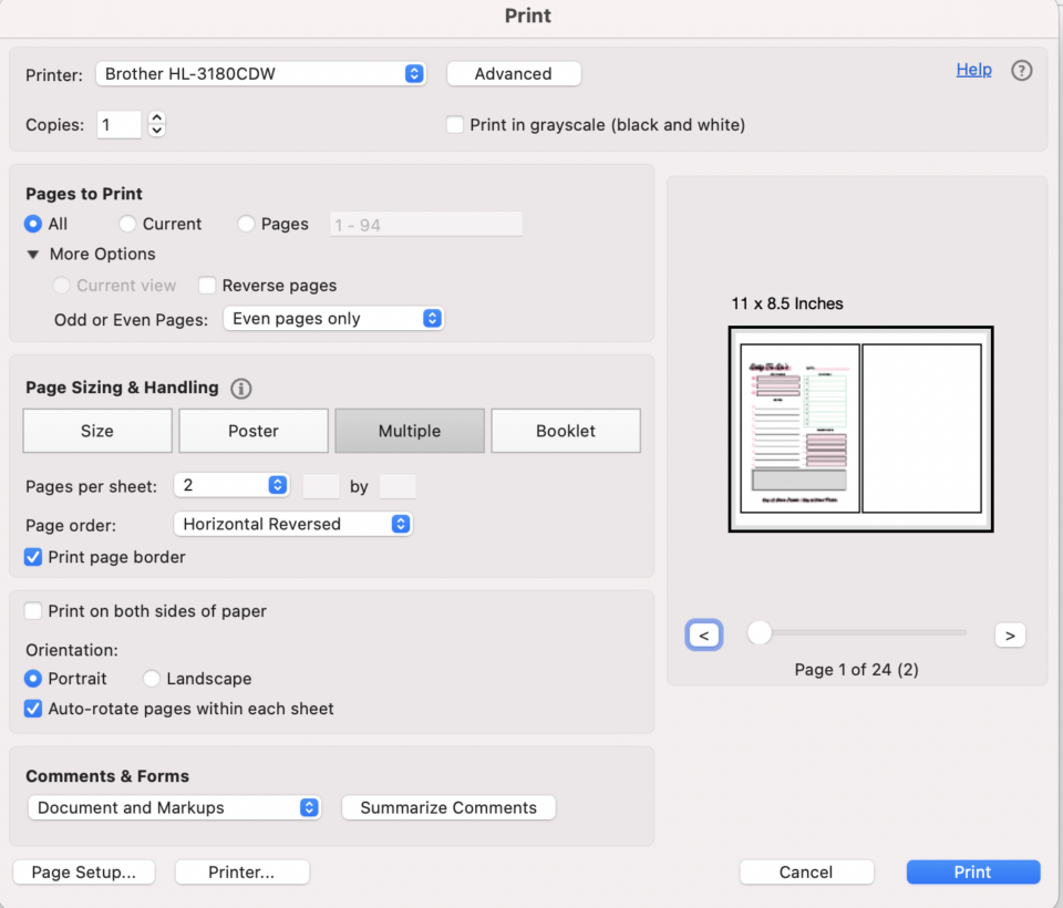 How to print a5 size on letter paper with screenshots 