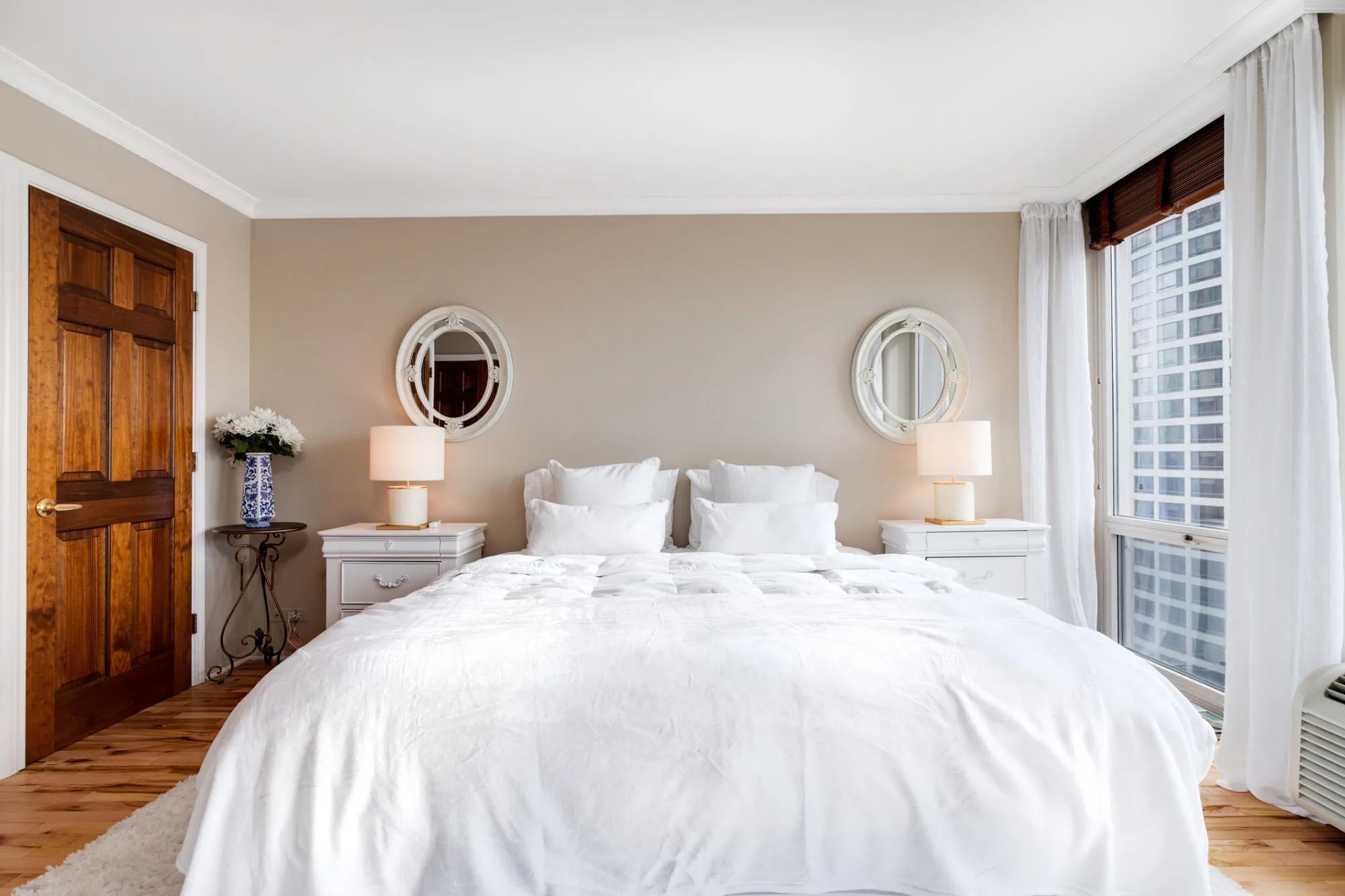 modern bedroom white bed